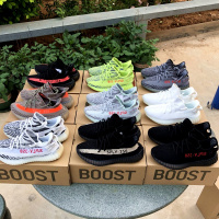 椰子鞋350v2男鞋冰蓝跑步鞋黑红纯白斑马油情侣运动鞋侃爷