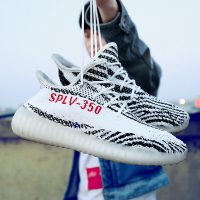 冬季公蛇椰子350男鞋加绒保暖纯白斑马运动鞋面休闲跑步鞋女