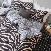 秋冬保暖豹纹磨毛四件套全棉加厚被套 1.8m1.5纯棉斑马纹床上用品