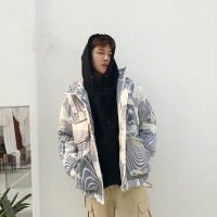 @林弯弯 外套男冬季2018新款棉衣宽松斑马纹印花加厚棉服 SWEUS