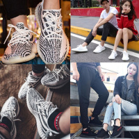 椰子鞋女正品350v2女鞋2018新款秋冬白斑马真爆男鞋休闲运动鞋潮