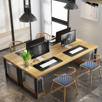 简约实木职员办公桌4人位员工办公桌椅组合办公室桌子办工桌6人位