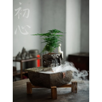 陶瓷流摆件假山喷泉客厅风轮招财办公室桌面加湿器鱼缸装饰品