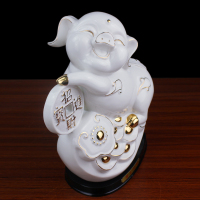 陶瓷猪摆件十二生肖可爱小猪工艺品风招财猪办公室客厅开业礼品