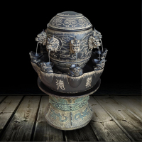 开业礼品假山流喷泉摆件办公室招财风轮鱼缸景装饰八方来财