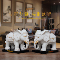 陶瓷大象摆件一对招财吸玄关镇宅象客厅装饰办公室摆设结婚礼品