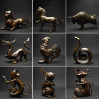十二生肖摆件 12生肖铜鼠牛虎兔龙蛇马羊猴鸡狗猪纯铜装饰品
