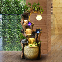 假山流喷泉现代简约家居客厅办公室工艺品摆件招财风加湿器