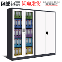 纯奢精品套色办公室文件柜铁皮柜玻璃带锁资料柜档案柜内保险柜