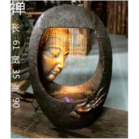 欧式景佛像喷泉流摆件客厅玄关办公室禅意装饰礼品佛头加湿器