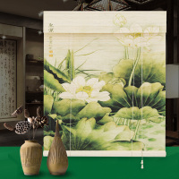 印花竹帘山风景画卷帘家用客厅遮光窗帘茶楼办公室隔断装饰帘子