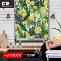 CR9免打孔印花卷帘窗帘 黏贴遮光装饰洗手间厨房卫生间办公室