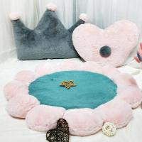 ins北欧少女心太阳花圆形坐垫 兔兔绒宝宝房公主房毛绒飘窗地毯垫