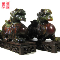 开光招财岫玉貔貅摆件玉石大号一对办公室老板桌玄关客厅乔迁玉