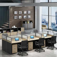 屏风办公桌椅组合简约现代4人位电脑桌子职员工位卡座办公室家具