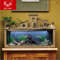 匠心坊景观流鱼缸摆件超白玻璃办公室客厅风招财中式装饰品