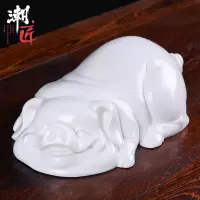 潮匠生肖猪招财摆件开心猪新年工艺礼品家居玄关办公室酒柜装饰品