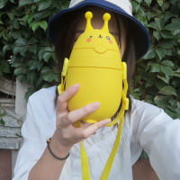 超萌斜挎杯儿童保温杯背带吸管成人女生带绳便携创意宝宝提可爱