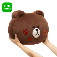 韩国采购正品LINE FRIENDS唇印布朗熊可妮兔毛绒靠垫靠枕公仔