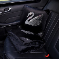 天鹅皇冠烫钻毛绒抱枕被汽车冬季空被韩国可爱加厚两用车被子女