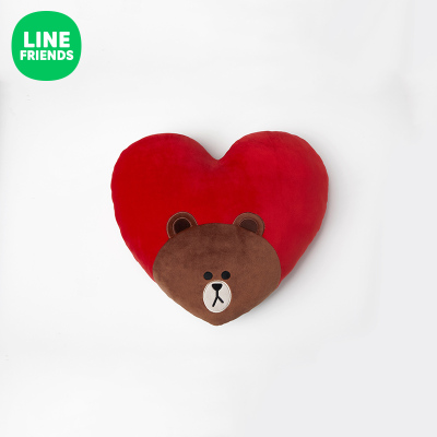 LINE FRIENDS 布朗熊心形抱枕 动漫周边可爱情侣抱枕玩偶