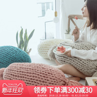 梦缇莎ins风腈纶糖果抱枕 粗针装饰圆形抱枕 北欧腰靠靠枕纯手工
