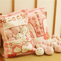 ins日本红可爱小兔子毛绒玩具零食抱枕布丁兔兔超软少女心玩偶