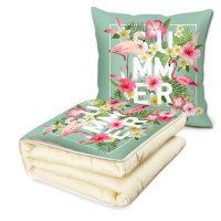 火烈鸟靠被枕汽车用枕头被子两用抱枕三合一多功能午睡折叠毯子女