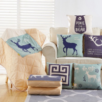 卡通多功能抱枕被子两用珊瑚绒三合一汽车小空被沙靠枕头加厚