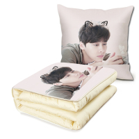 diy定制明星李易峰照片汽车上可折叠的抱枕被子两用三合一空被