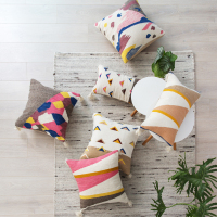 青木铺子印度进口北欧几何图案小清新羊毛抱枕套沙靠垫腰枕靠背