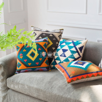 几何纹样绣花kilim 靠垫套 美式沙抱枕 条纹沙 靠背 抱枕套