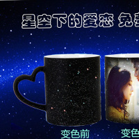 遇会变色杯子创意diy倒热显示照片图倒遇变色马克杯文字