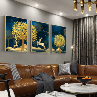 北欧财麋鹿客厅装饰画有框画沙背景墙壁画现代简约墙画招财画