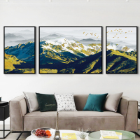 客厅装饰画沙背景墙挂画北欧现代简约三联画创意大气山墙壁画