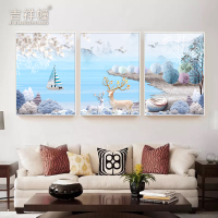 客厅装饰画沙背景墙挂画北欧风格壁画现代简约创意餐厅墙画海景