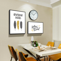 北欧餐厅装饰画 现代简约饭厅壁画歺厅墙壁钟表 餐厅墙面装饰挂画