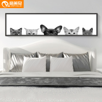 北欧风格客厅装饰画现代简约卧室挂画温馨床头画沙背景墙壁画猫