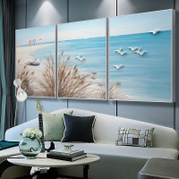 客厅装饰画现代简约沙背景墙壁画三联画立体浮北欧风景油画