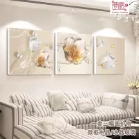 客厅装饰画简约现代卧室三联画无框画北欧麋鹿挂画沙背景墙壁画