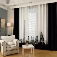 窗帘成品简约现代客厅卧室北欧风格遮光窗帘韩式个性黑白ins窗帘