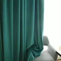 高档轻奢百搭简约现代北欧复古定制客厅卧室窗帘哑光绒布-祖母绿