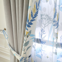 北欧窗帘简约现代灰色棉麻拼接客厅卧室飘窗落地遮光成品百搭新款