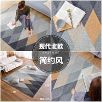 北欧风格客厅地毯家用简约现代宜家灰色几何床边沙茶几毯长方形