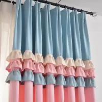 2018新款韩式窗帘 北欧风格雪芙尼拼接窗帘布 #定制客厅卧室窗帘