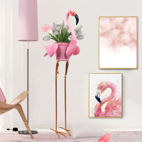 火烈鸟装饰花架创意北欧ins家居客厅红店装饰工艺品摆件花盆架