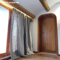 Gafuhome北欧中式日式 重磅粗麻纹 简约纯色亚麻窗帘定制客厅19色