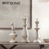 北欧复古国际象棋树脂摆件 家居客厅玄关电视柜摆设 样板房工艺品