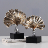 北欧式摆件家居饰品客厅创意玄关电视柜工艺品摆设饰品银杏叶