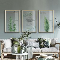 起贝 北欧风格绿植叶子透明画玻璃画客厅沙背景墙树叶装饰画